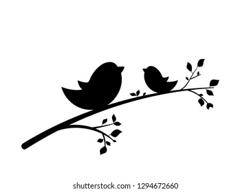 Vector Silhouettes Birds Tree Stock Vector (Royalty Free) 1294672660 ...