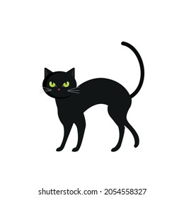 Siluetas vectoriales de gato negro aisladas sobre fondo blanco.