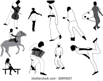 Vector silhouettes in black and white