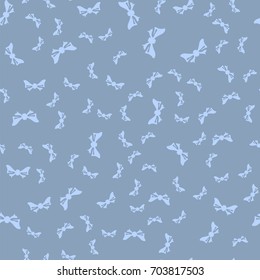 Vector Silhouettes of Bows Seamless Pattern Isolated on Blue Background