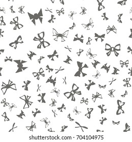 Vector Silhouettes of Bows Seamless Pattern Isolated on White Background