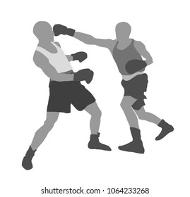 Vector silhouettes of boxers