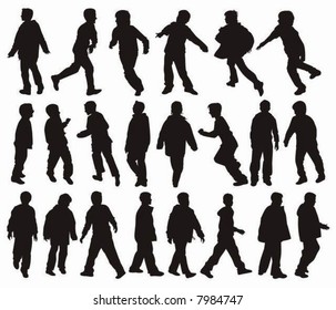 Vector silhouettes of Boys in action