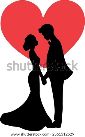 vector silhouettes of bride and groom. propose to a woman lovely couple