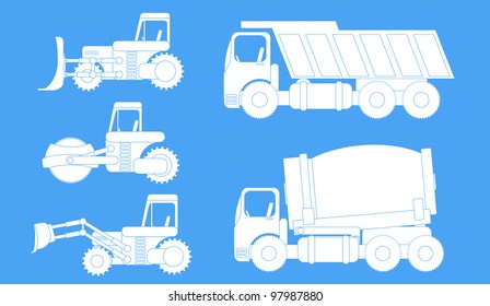 vector silhouettes of building machinery