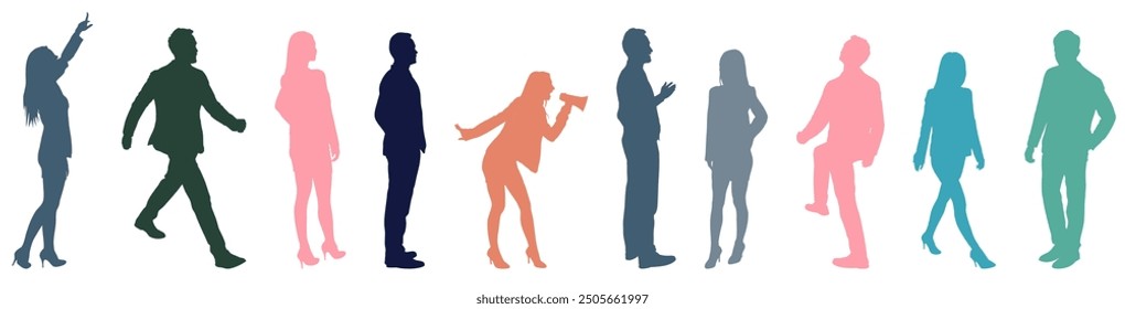 Vector de siluetas de gente de negocios.