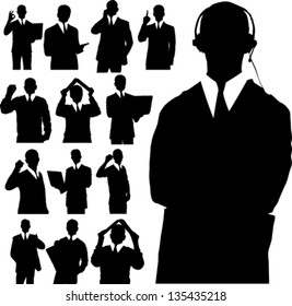 Vector silhouettes of business people in different poses