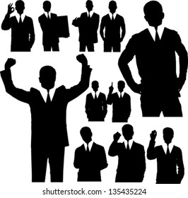 Vector silhouettes of business people in different poses