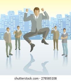 Vector silhouettes of business people in different poses