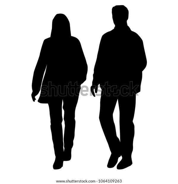 Vector Silhouettes Business People Man Woman Stock Vector (Royalty Free ...
