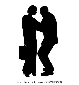 Vector silhouettes of business people on a white background.