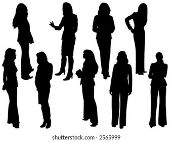 Vector silhouettes of business women