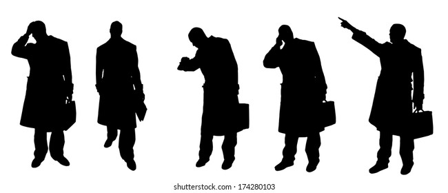 vector Silhouettes of businessman with a coat