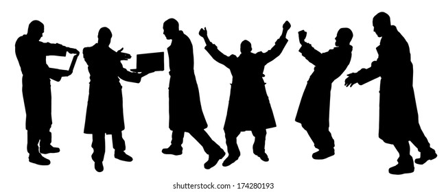 vector Silhouettes of businessman with a coat