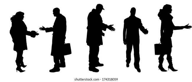 vector Silhouettes of businessman with a handshake