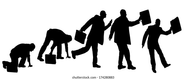 vector Silhouettes of businessmen with a briefcase running 