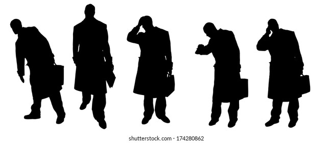 vector Silhouettes of businessmen with a coat