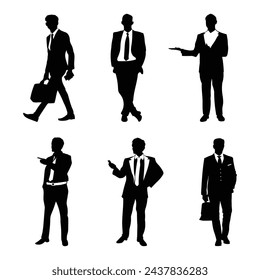 Vector silhouettes of businessmen. Set of silhouettes of business people