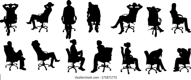 vector Silhouettes of businesspeople on a white background 