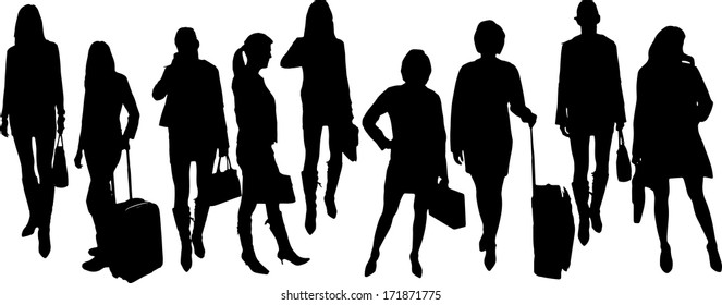 vector Silhouettes of businesspeople on a white background 