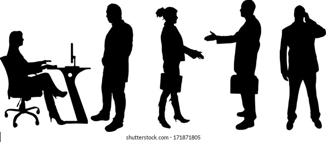 vector Silhouettes of businesspeople on a white background 