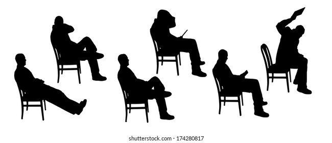 vector Silhouettes of businesspeople on a white background 