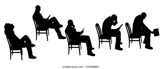 vector Silhouettes of businesspeople on a white background 