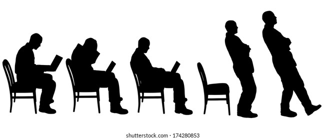 vector Silhouettes of businesspeople on a white background 