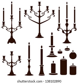 vector silhouettes of candles