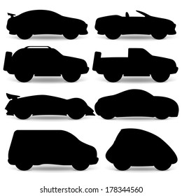 Vector silhouettes. Car icons.