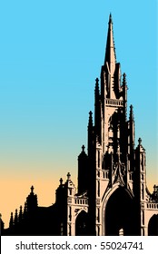 vector silhouettes of a cathedral church