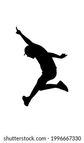 Vector silhouettes of Cheerful man jumping in the air