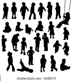 vector silhouettes of children