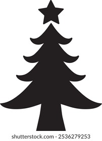 Vector silhouettes of Christmas trees in various styles, including simple, decorated, and snowy versions. Perfect for seasonal graphics, each tree offers a unique festive look for holiday projects.