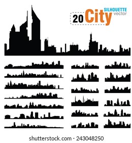 Vector silhouettes of city skylines