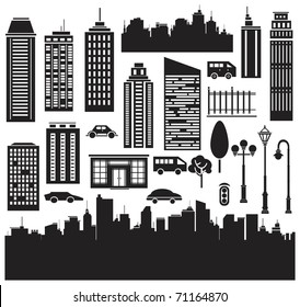 Vector   silhouettes for city's design