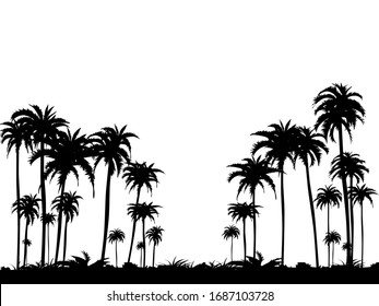 Vector Silhouettes of Coconut trees isolated on transparent background