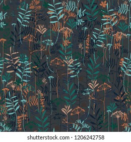 Vector silhouettes collection. Set of field flowers, herbs. Element of seamless pattern. Paper design. Print element.