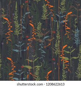 Vector silhouettes collection. Set of field flowers, herbs. Element of seamless pattern. Paper design. Print element.