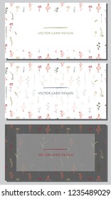 Vector silhouettes collection. Set of field herbs, flowers. Set of visiting card design.
