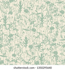 Vector silhouettes collection. Set of field flowers, herbs. Element of seamless pattern. Paper design. Print element.
