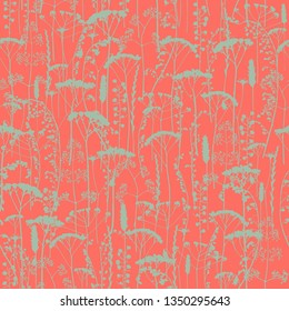 Vector silhouettes collection. Set of field flowers, herbs. Element of seamless pattern. Paper design. Print element.