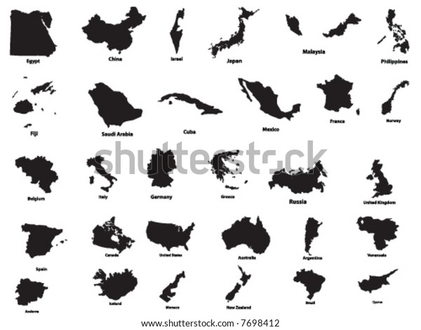 Vector Silhouettes Countrieswit Names Stock Vector (Royalty Free) 7698412