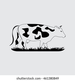 Vector silhouettes cow. Simple icon/