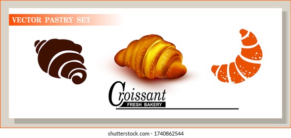 Vector silhouettes of croissant. Set of croissants isolated on a white background.