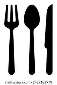 vector silhouettes of cutlery fork, spoon and knife