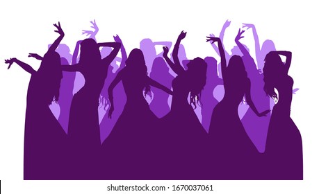 Vektorillustration Silhouetten eines tanzenden Mädchens. Osttanz. Eine Frau in einem langen Rock tanzt gerade
