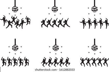 [Vector] Silhouettes dancing under a mirror ball