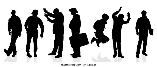 Silhouettes Orthodox Jewish Chassidim Praying Crying Stock Vector 