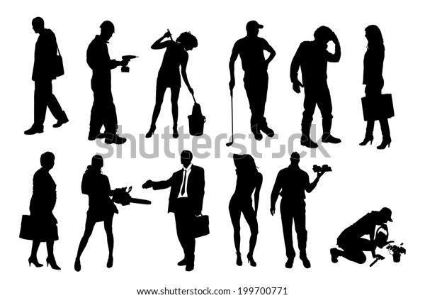 Vector Silhouettes Different People On White Stock Vector (Royalty Free ...